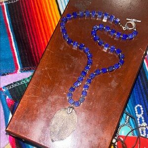 Hand Crafted Blue and Silver Necklace